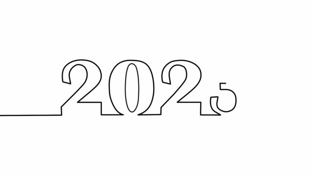 Appearing Text 2023 Continuous One Line Drawing. Black outline nubmer on white background