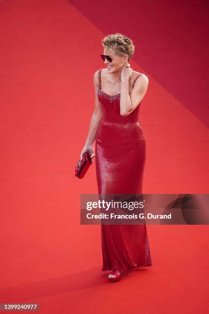 Sharon Stone attends the screening of "Elvis" during the 75th annual Cannes film festival at Palais des Festivals on May 25, 2022 in Cannes, France.