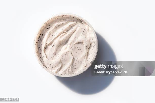 texture of beauty cosmetic product  body scrub smudge, abstract background. - body scrub stock-fotos und bilder