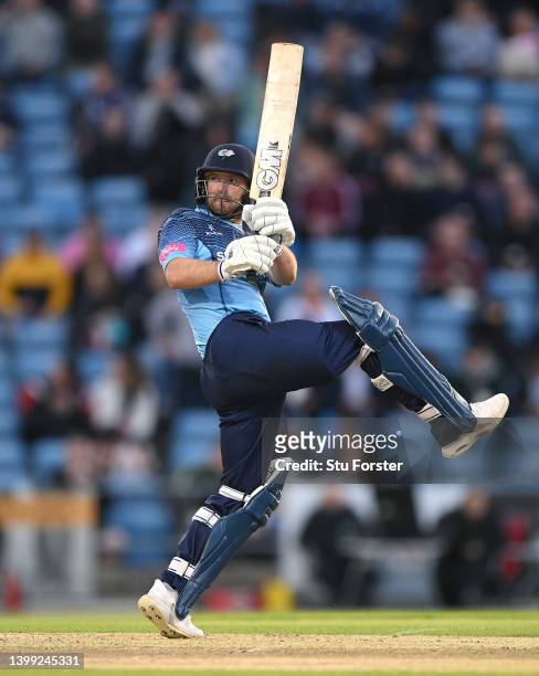 Vikings batsman Adam Lyth hits out during the Vitality T20 Blast match between Yorkshire Vikings and Worcestershire Rapids at Headingley on May 25,...
