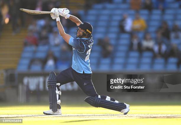 Vikings batsman Dawid Malan hits out during the Vitality T20 Blast match between Yorkshire Vikings and Worcestershire Rapids at Headingley on May 25,...