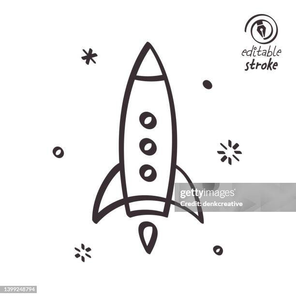 playful line illustration for rocket science - missile stock illustrations