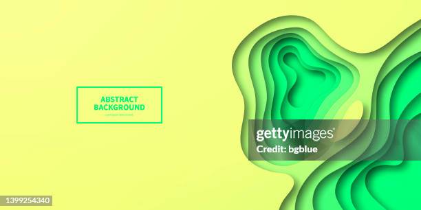 paper cut background - green abstract wave shapes - trendy 3d design - green wave pattern stock illustrations