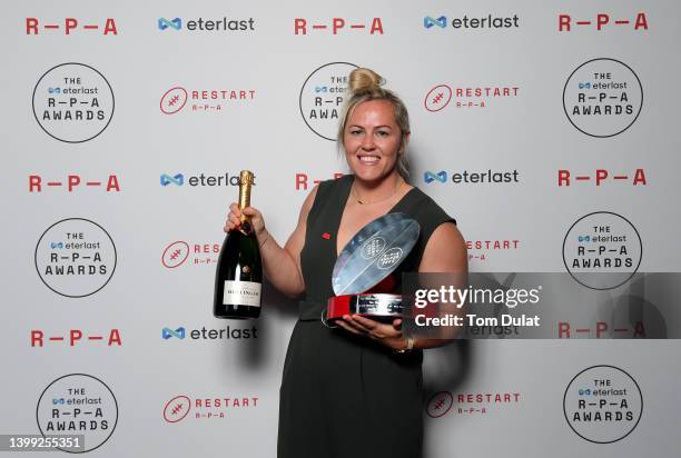 Marlie Packer poses with The Obex Dental England Women's Player of the Year Award during the Eterlast RPA Awards 2022 at Battersea Evolution on May...