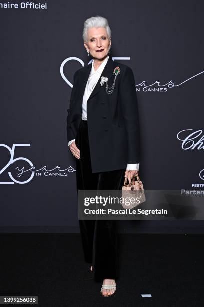 Maye Musk wearing Chopard attends the "Chopard Loves Cinema" Gala Dinner at Hotel Martinez on May 25, 2022 in Cannes, France.