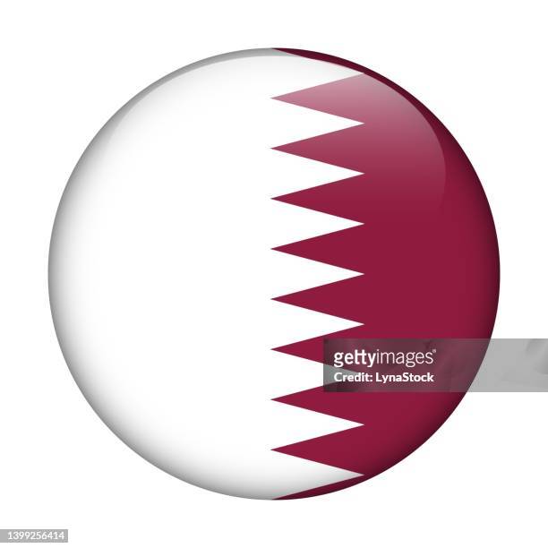 ilustraciones, imágenes clip art, dibujos animados e iconos de stock de bandera nacional de qatar. icono vectorial. botón de vidrio para web, aplicación, interfaz de usuario. banner brillante. - qatar