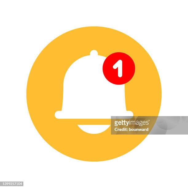 notification bell push button icon - hand bell stock illustrations