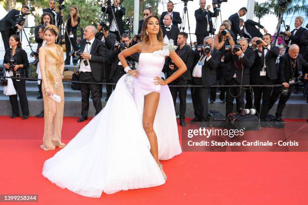 Madalina Diana Ghenea attends the screening of "Elvis" during the 75th annual Cannes film festival at Palais des Festivals on May 25, 2022 in Cannes,...