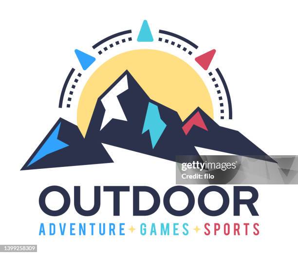 outdoor adventure mountain design symbol - climbing wall stock illustrations