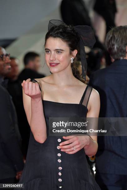 Margaret Qualley attends the screening of "Stars At Noon" during the 75th annual Cannes film festival at Palais des Festivals on May 25, 2022 in...