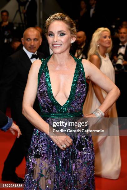 Claire Keim attends the screening of "Stars At Noon" during the 75th annual Cannes film festival at Palais des Festivals on May 25, 2022 in Cannes,...