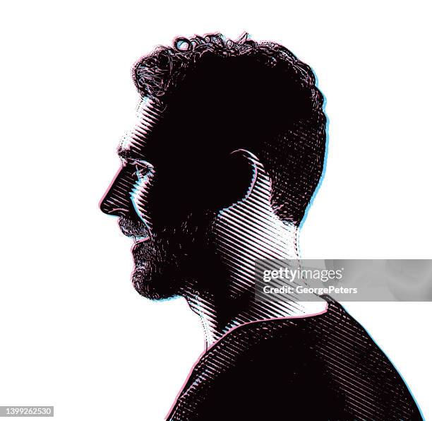 stereoscopic illustration of a smiling hipster man - beard vector stock illustrations