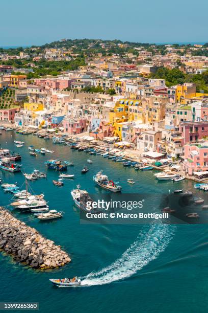 procida island high angle view, italy - naples italy stock pictures, royalty-free photos & images
