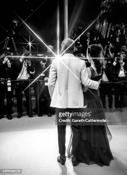 Joe Alwyn and Margaret Qualley attend the screening of "Stars At Noon" during the 75th annual Cannes film festival at Palais des Festivals on May 25,...