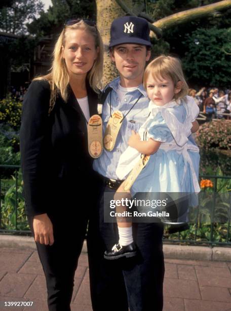 Thomas Howell, Sylvie Anderson, and daughter Isabelle Howell at the Grand Opening of New Theme Park Attraction-The Indiana Jones Adventure in...