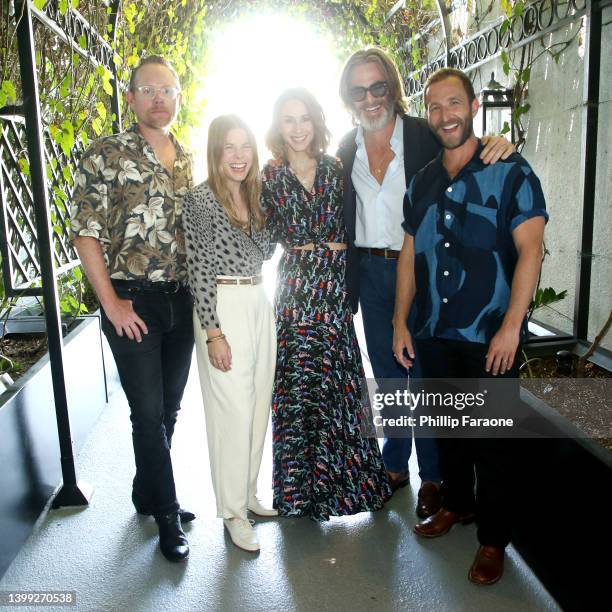 Arron Shiver, Cheryl Nichols, Troian Bellisario, Chris Pine, and Will Greenberg attend the Los Angeles press junket for "Doula" at The London West...