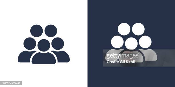 group of people or group of users or friends, vector, icon - three people icon stock illustrations