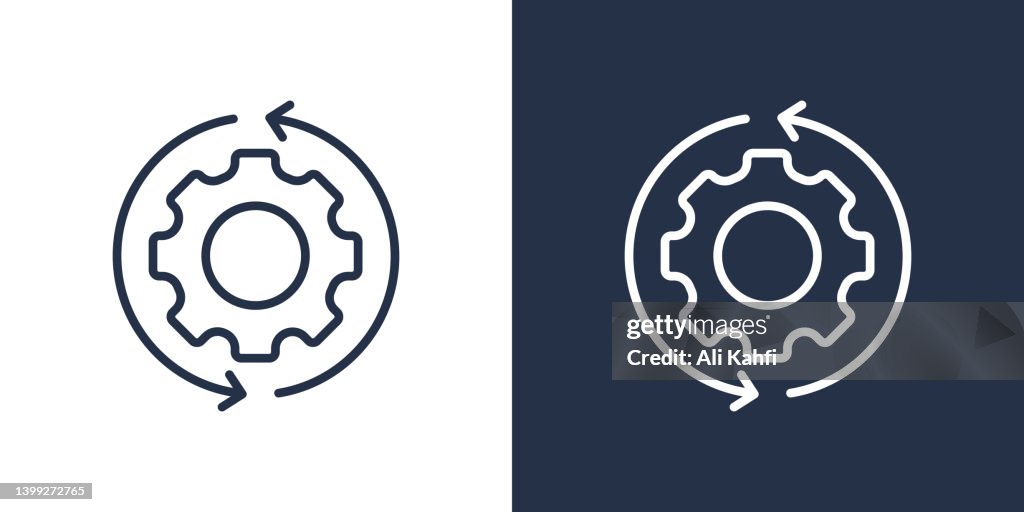 Gears and Rotating arrow icon