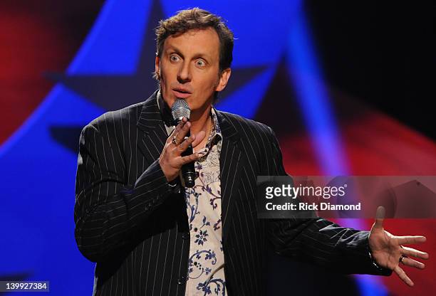 Comedian Jake Johannsen performs as part of CMT Presents Ron White's Comedy Saltue To The Troops at The Grand Ole Opry on February 21, 2012 in...