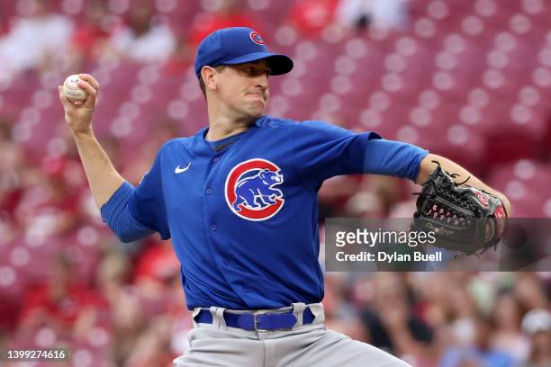 Kyle Hendricks of the Chicago Cubs pitches in the first inning against the Cincinnati Reds at Great American Ball Park on May 25, 2022 in Cincinnati,...