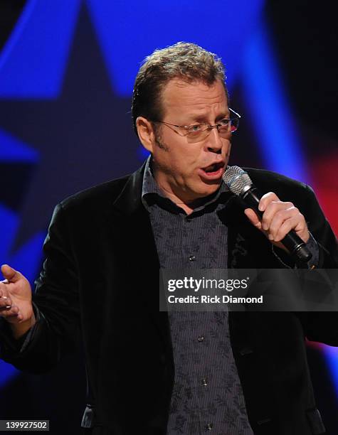 Comedian Mike Wilmot performs as part of CMT Presents Ron White's Comedy Saltue To The Troops at The Grand Ole Opry on February 21, 2012 in...