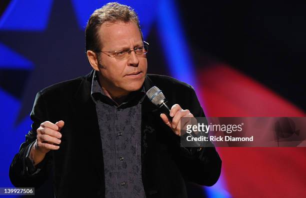 Comedian Mike Wilmot performs as part of CMT Presents Ron White's Comedy Saltue To The Troops at The Grand Ole Opry on February 21, 2012 in...