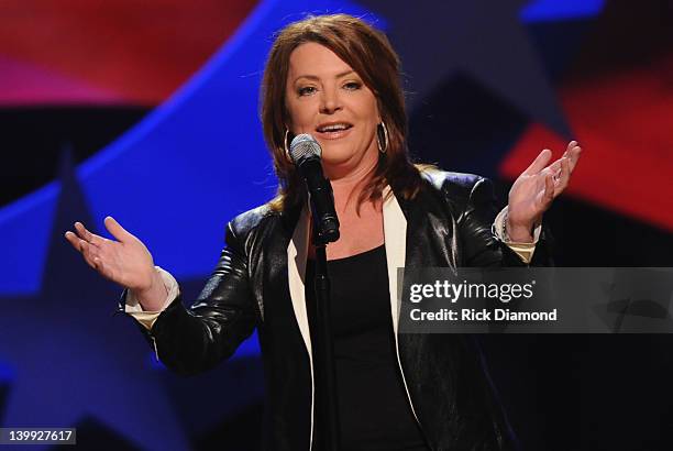 Comedian Kathleen Madigan performs as part of CMT Presents Ron White's Comedy Saltue To The Troops at The Grand Ole Opry on February 21, 2012 in...