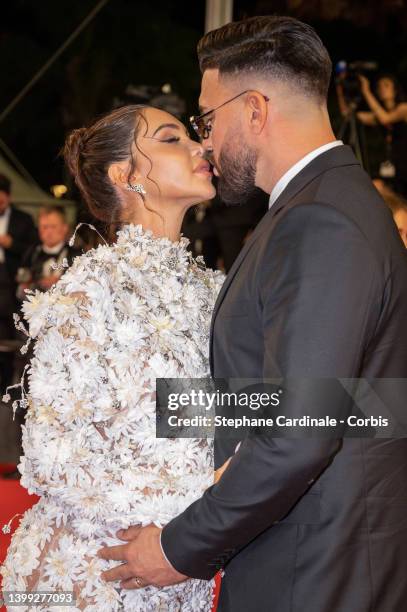 Nabilla Benattia and Thomas Vergara attend the screening of "Stars At Noon" during the 75th annual Cannes film festival at Palais des Festivals on...