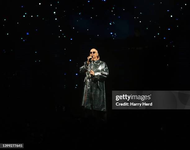 Neil Tennant of the Pet Shop Boys performs on their sold out Dreamworld show at BIC on May 25, 2022 in Bournemouth, England.