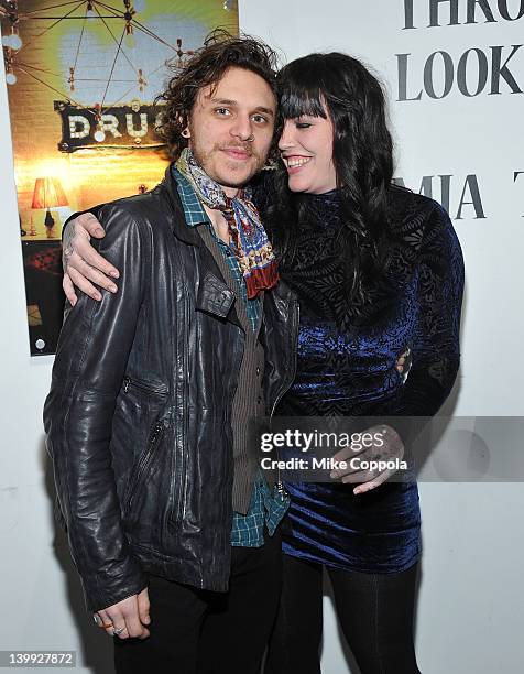 Musician Jesse Kotansky and actress/model Mia Tyler attend the Art Photography of Mia Tyler exhibit at RIFF's WTF Saturday on February 25, 2012 in...