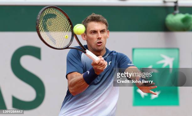 Henri Laaksonen of Switzerland during day 3 of the French Open 2022, second tennis Grand Slam of the year at Stade Roland Garros on May 24, 2022 in...