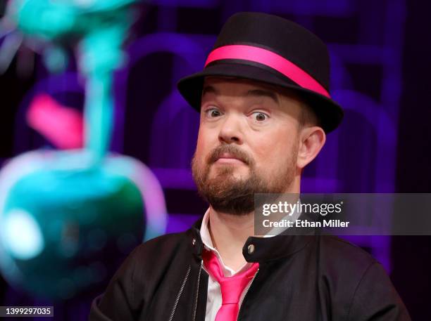 Lead comedian Brad Williams attends the Q&A of a media preview for "Mad Apple by Cirque du Soleil" at New York-New York Hotel & Casino on May 25,...