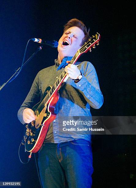 Alex Trimble of Two Door Cinema Club performs at Brixton Academy during the NME Awards Tour on February 25, 2012 in London, United Kingdom.