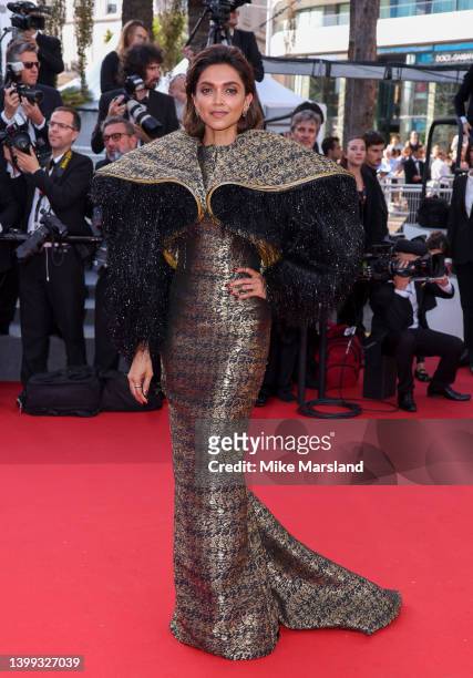 Deepika Padukone attends the screening of "Elvis" during the 75th annual Cannes film festival at Palais des Festivals on May 25, 2022 in Cannes,...
