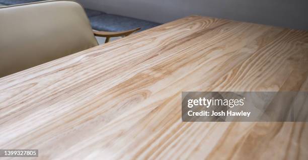 close-up of empty table - leeg bureau stockfoto's en -beelden