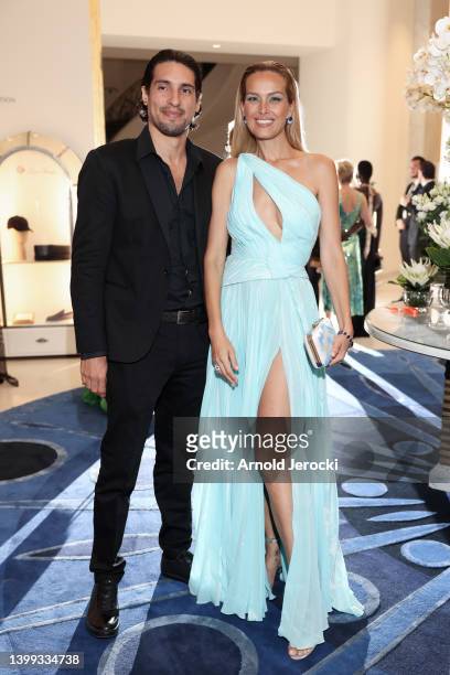 Petra Nemcova and Benjamin Larretche are seen at the Martinez Hotel during the 75th annual Cannes film festival on May 25, 2022 in Cannes, France.