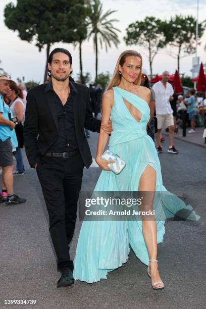 Petra Nemcova and Benjamin Larretche are seen at the Martinez Hotel during the 75th annual Cannes film festival on May 25, 2022 in Cannes, France.