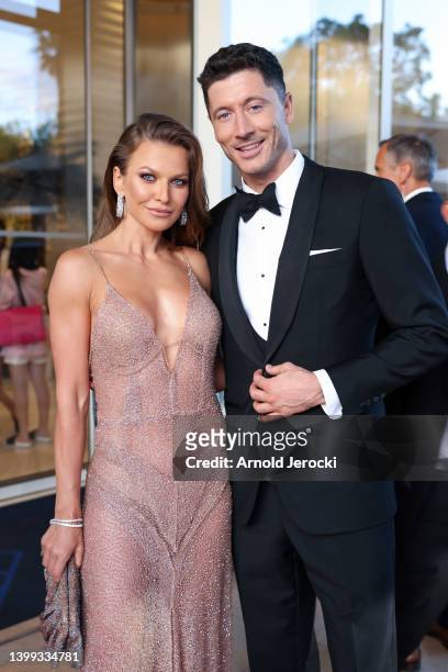 Robert Lewandowski and Anna Lewandowska are seen at the Martinez Hotel during the 75th annual Cannes film festival on May 25, 2022 in Cannes, France.
