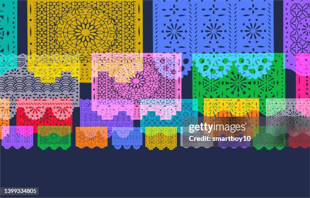 papel picado garland - papel stock illustrations