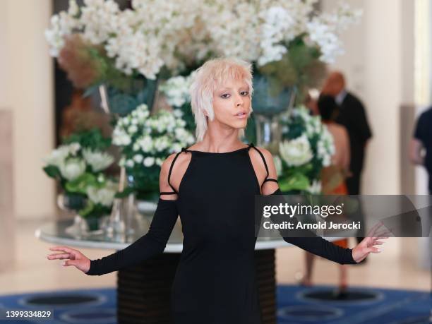 Bilal Hassani is seen at the Martinez Hotel during the 75th annual Cannes film festival on May 25, 2022 in Cannes, France.