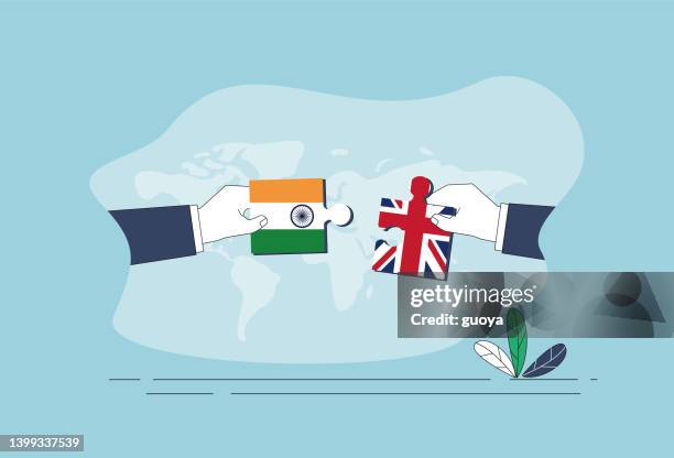 india and uk puzzle. - traders stock illustrations