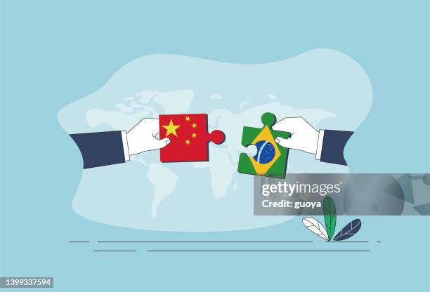 ilustrações, clipart, desenhos animados e ícones de bandeira chinesa e quebra-cabeça da bandeira do brasil. - bandeira chinesa