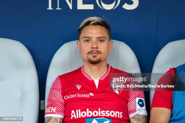 Adryan Tavares of FC Sion looks on before the Super League match between FC Lausanne-Sport and FC Sion at Stade de la Tuiliere on May 19, 2022 in...