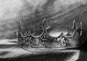Emperor crown, symbol of success. Black and white.