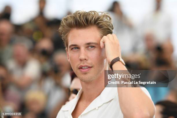 Austin Butler attends the photocall for "Elvis" during the 75th annual Cannes film festival at Palais des Festivals on May 26, 2022 in Cannes, France.