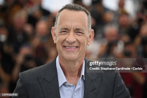 Tom Hanks attends the photocall for "Elvis" during the 75th annual Cannes film festival at Palais des Festivals on May 26, 2022 in Cannes, France.