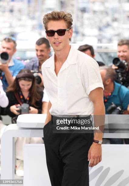 Austin Butler attends the photocall for "Elvis" during the 75th annual Cannes film festival at Palais des Festivals on May 26, 2022 in Cannes, France.