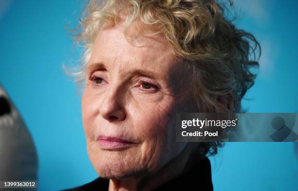 Claire Denis attends the press conference for "Stars At Noon" during the 75th annual Cannes film festival at Palais des Festivals on May 26, 2022 in...