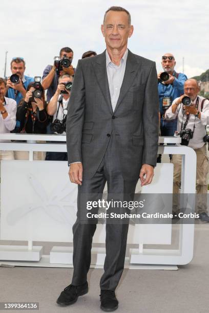 Tom Hanks attends the photocall for "Elvis" during the 75th annual Cannes film festival at Palais des Festivals on May 26, 2022 in Cannes, France.