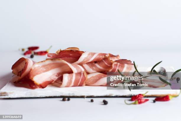 raw bacon - bacon strip stock pictures, royalty-free photos & images